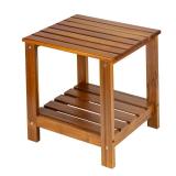 Utoplike Teak Side Table Outdoor, Patio End Table Double Layer, Wooden Coffee Accent Tables for Backyard, Garden, Bed, Living Room, Couch, Two-Tier