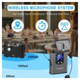 HOTEC UHF Wireless Headset Microphone/Lavalier Lapel Mic with Bodypack Transmitter and Mini Rechargeable Receiver 1/4\" Output for Vlogging or Speech