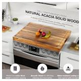 $74 BLUEWEST Noodle Board Stove Cover with Handles, 3-in-1 Wood Top