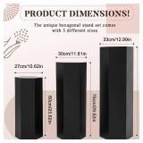 $175 3 Pcs Matte Black Pedestal Stands for Display (Hexagonal Metal)
