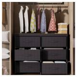 Dresser with 6 Fabric Drawers, Metal Frame Cube Storage Cabinet
