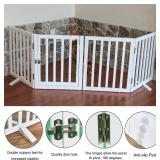 $90 Freestanding Foldable Dog Gate - White Wood Fence, 4 Panels, 32H