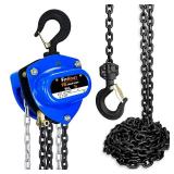 $59 Hand Chain Hoist 1 Ton | Chain Fall 12 ft | 2 Heavy-Duty Hooks