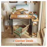 $60 Mericonia Small L-Shaped Computer Desk with Power Outlets, Corner