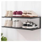 Wall Mounted Shoe Rack - 2-Tier Modern Hanger, Easy Assembly