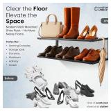 Wall Mounted Shoe Rack - 2-Tier Modern Hanger, Easy Assembly