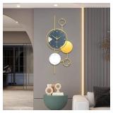 $90 Gold Metal Wall Clock 15x30in, Battery-Operated, Silent