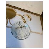 $90 Gold Metal Wall Clock 15x30in, Battery-Operated, Silent