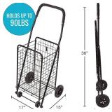 DMI Utility Cart with Wheels - Holds 90 lb, Foldable, Black