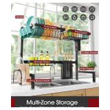 Over The Sink Dish Drying Rack - Adjustable 2-Tier Stainless Steel