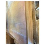 $110 Abstract Wall Art Yellow Black Ink Canvas Painting, 24x48, Framed