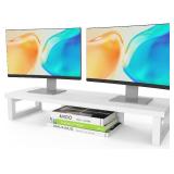 WESTREE Dual Monitor Stand Riser for 2 Monitors, Wood & Steel