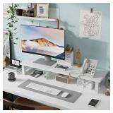 WESTREE Dual Monitor Stand Riser for 2 Monitors, Wood & Steel