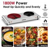 $70 CUSIMAX Electric Double Burner Hot Plate 1800W Cast Iron Cooktop