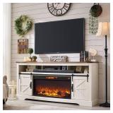 $480 OKD Fireplace TV Stand for 80-In TV, 33" Tall Farmhouse Center