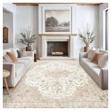 $80 AMADA HOMEFURNISHING 8x10 Washable Area Rug, Non-Slip Backing