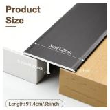 Aluminum T-Molding Transition Strip, Self-Adhesive, Black, 3pcs