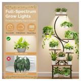 $100 Plant Stand with Grow Lights - 62" Tall, 8-Tier S-Shaped Brown