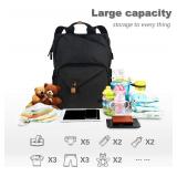 $46 Hap Tim Diaper Bag Backpack, Large Capacity, Waterproof, Black