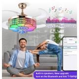 $170 BAYSQUIRREL Crystal Ceiling Fan with Light, Bluetooth Speaker