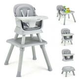 $190 Babyjoy 8-in-1 Baby High Chair Convertible Booster Seat Tray Gray