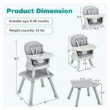 $190 Babyjoy 8-in-1 Baby High Chair Convertible Booster Seat Tray Gray