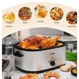 $97 26-Quart Electric Roaster Oven with Self-Basting Lid, Defrost Warm