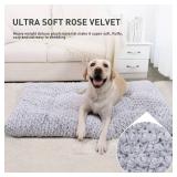 KSIIA Washable Dog Bed Deluxe Plush Crate Bed 35x23 Gray