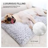 KSIIA Washable Dog Bed Deluxe Plush Crate Bed 35x23 Gray