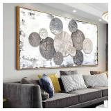 $90 Floral Rustic Wall Art - Brown & Grey Canvas 20x40 Framed