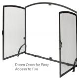 $210 UniFlame S-1064 Large Panel Black Wrought Iron Fireplace Screen