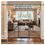 $140 Extra Wide Baby Gate for Doors 62.2-71.65in, Walk-Through, Black