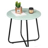 Outdoor Patio Side Table, 18-in Round End/Accent, Light Green