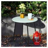 Outdoor Patio Side Table, 18-in Round End/Accent, Light Green