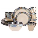 $99 Stoneware 16-Piece Dinnerware Set for 4, Plates, Bowls, Mugs, Blue