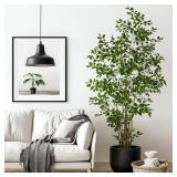 $130 Ficus Tree 7ft, Large Potted Faux with Realistic Leaves