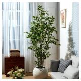 $130 Ficus Tree 7ft, Large Potted Faux with Realistic Leaves