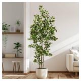 $130 Ficus Tree 7ft, Large Potted Faux with Realistic Leaves