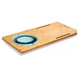 Homevative Bamboo Cutting Board with Strainer & Phone Slots
