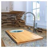 Homevative Bamboo Cutting Board with Strainer & Phone Slots