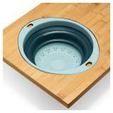Homevative Bamboo Cutting Board with Strainer & Phone Slots