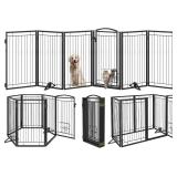 $140 Metal Dog Gate with Cat Door, 120" Extra-Wide, 36" High