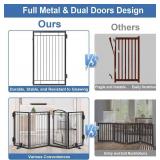 $140 Metal Dog Gate with Cat Door, 120" Extra-Wide, 36" High