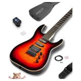 $114 39" Solid Body Electric Guitar Kit, Bone Nut, 24 Frets, Sunburst