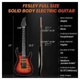$114 39" Solid Body Electric Guitar Kit, Bone Nut, 24 Frets, Sunburst