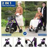 $210 Foldable Rollator with Seat, 2-in-1 Walker/Chair, 300 lb