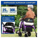 $210 Foldable Rollator with Seat, 2-in-1 Walker/Chair, 300 lb