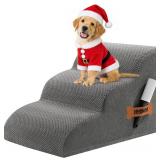 Romrol Dog Stairs Ramp for Beds/Couches, 3-Tier, 15.7 H, Grey