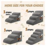 Romrol Dog Stairs Ramp for Beds/Couches, 3-Tier, 15.7 H, Grey