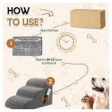 Romrol Dog Stairs Ramp for Beds/Couches, 3-Tier, 15.7 H, Grey